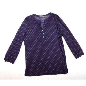 OUTBACK RED - WOMEN'S BLUE & RED POLKA DOT PRINT SHEER MESH TOP - SIZE S